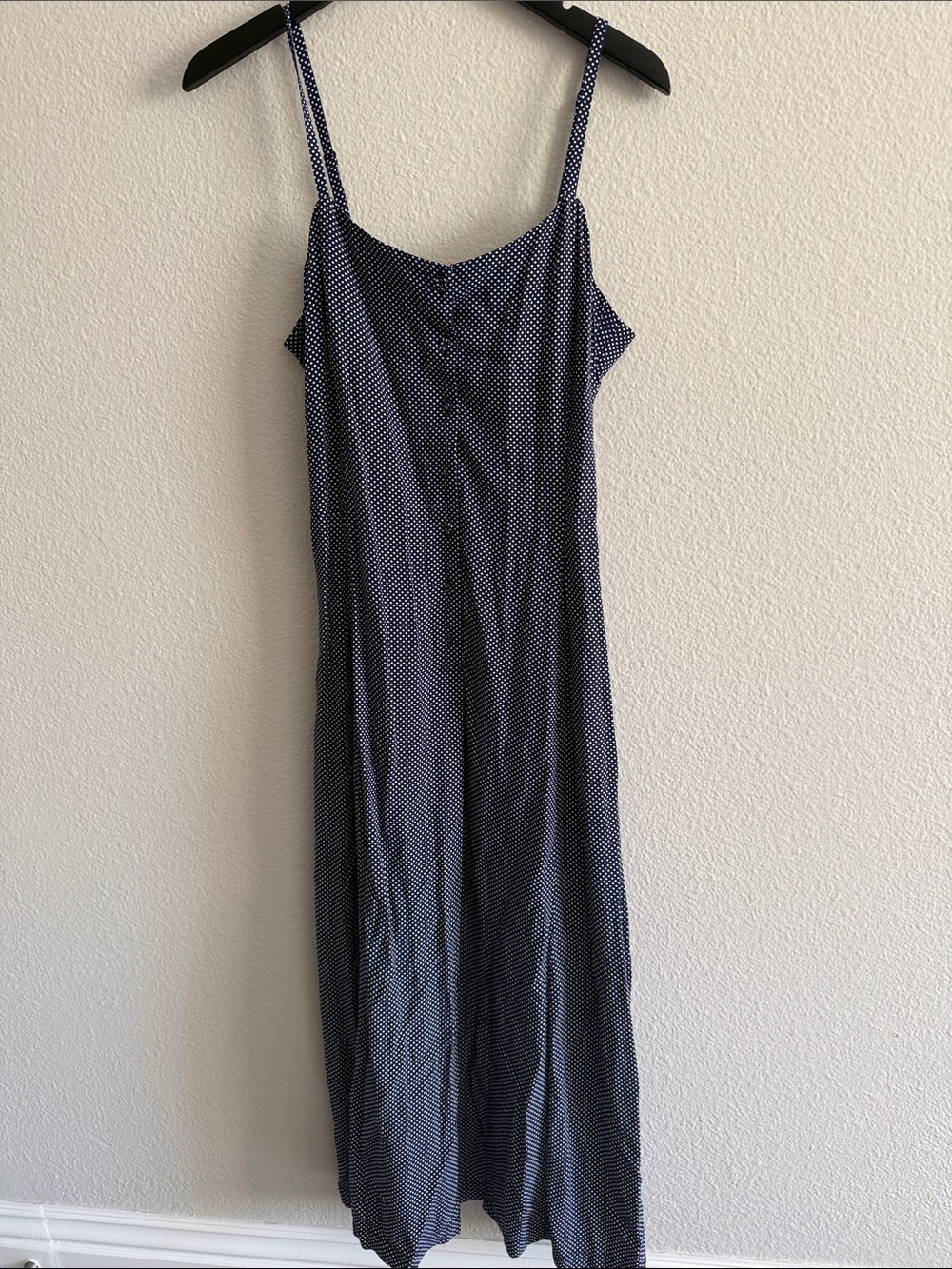 Ines De La Fressange x Uniqlo Navy Polka Dot Midi Slip Dress M